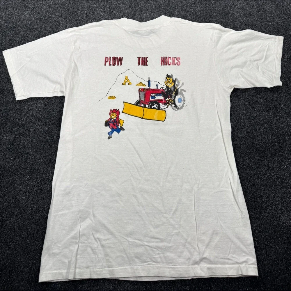 VTG 1987 Nebraska Cornhuskers vs ASU Sun Devils T Shirt Plow The Hicks USA L
